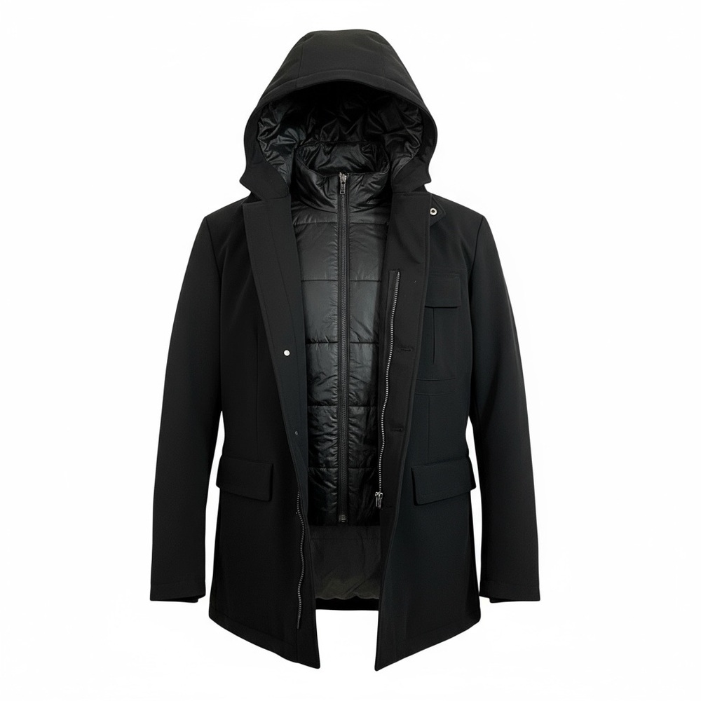 Victorinox Black Technical Jacket with Built-In Quilted Liner | Size 42 (Large)